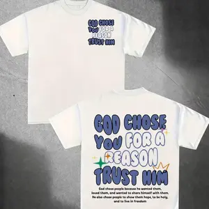 Feego God Chose You For A Reason Trust Him T-Shirt Inspirational Faith Graphic Tee Christian Apparel for Men & Women Uplifting Spiritual Wear 100% Cotton Unisex White Tee