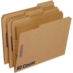 Fastener File Folders 2 Prong File Folder Fasteners for Secure Paper Storage Manila Folders with 1/3 Cut Tabs Ideal for Office Home & School Brown 50 Folders Pack of 1