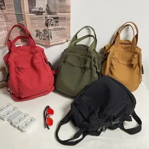 Small Boho Canvas Backpack for Women Vintage Style Outdoor Travel Bag Casual Daypack Y2K Backpack