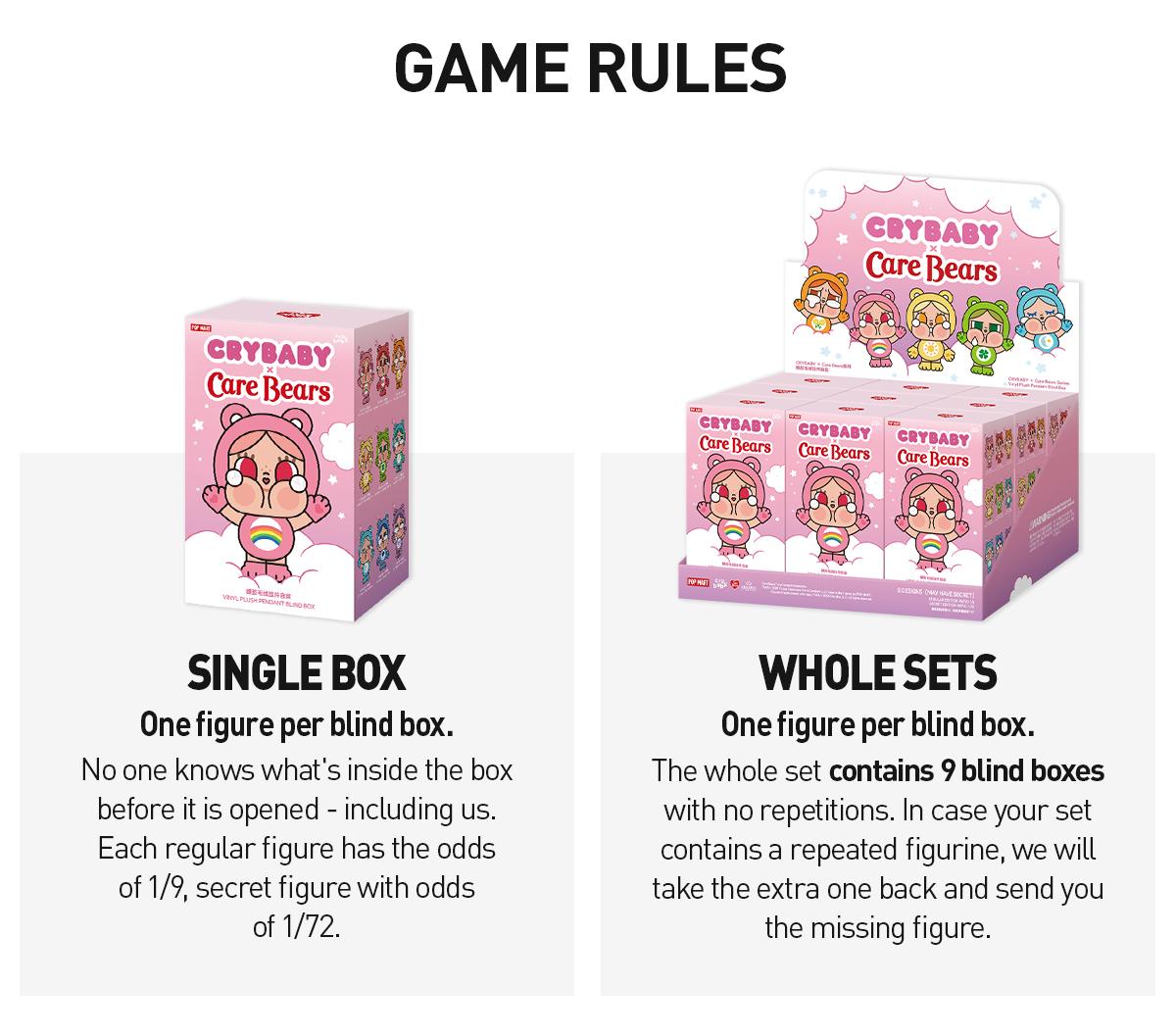 [POP NOW] CRYBABY × Care Bears Series-Vinyl Plush Pendant Blind Box Keychain Mystery Gift-Whole Set
