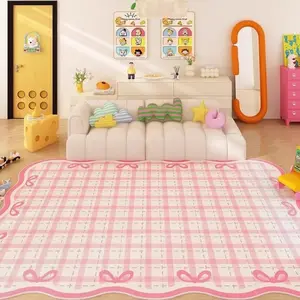Cute Bowknot Pattern Rug, Non-slip Soft Floor Mat, Decorative Carpet for Home Living Room Bedroom, Home Decor, Checkered Area Rug
