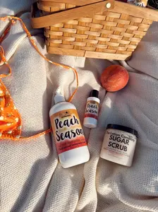 Peach Season Body Lotion & Sugar Scrub – 16 oz, 2 oz Travel & 11 oz Options – Limited Edition - The Lotion Company
