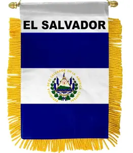 Double-Sided Plastic Glass Hanger - El Salvador Mini Banner, Festive Party Supplies Backdrop for Home Decoration