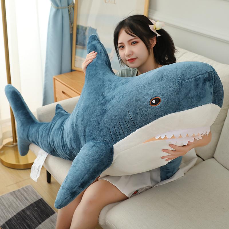 Simulated Shark Sea Creature Blue Pink Grey Fish Toy  Super soft Dolls Cartoon Pillow Bed Decor Birthday Gift for Girls Boys