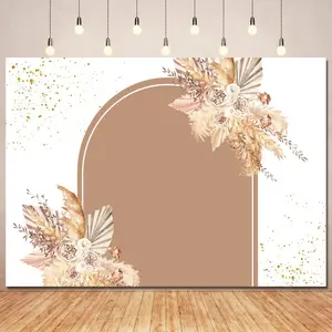 Boho Backdrop for  Shower Birthday Decorations,Bohemian Arch Backdrops Pampas Grass Floral Photography Background Boho Shower Wedding Baptism  Party Supplies Banner Photo Booth Props 8x6ft