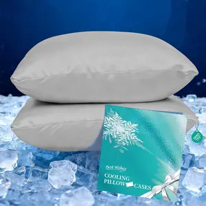 NexChill Cooling Pillow Cases for Hot Sleepers, Cool Pillow Covers Standard to  Size Set of 2, Cold Pillow Protectors with  Zipper, Softer Than Silk Pillowcases, , Grey