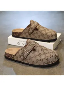 Men's New Spring Trendy Outdoor Slip-On Shoes, Anti-Slip Durable Softwood Couple Sandals, Comfortable Half-Flip Flops