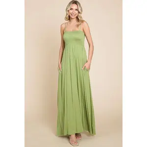 Culture Code Full Size Smocked Cami Maxi Dress with Pockets