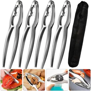 Crab Leg Crackers Tools, Crab Claw Cracker, Stainless Steel Seafood Lobster Crackers and Tools for Seafood Boil Gatherings Supplies, Dishwasher Safe(4 Pcs)