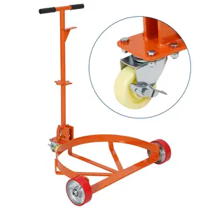 Garvee Heavy Duty 1200 lbs Drum Dolly Cart – Steel Barrel Transport Trolley, Adjustable Handle, 360° Swivel Lockable Wheels, Integrated Bung Wrench – Industrial Tool Set for Moving Oil Drums in Workshops, Warehouses, Factories – Sturdy, Stable