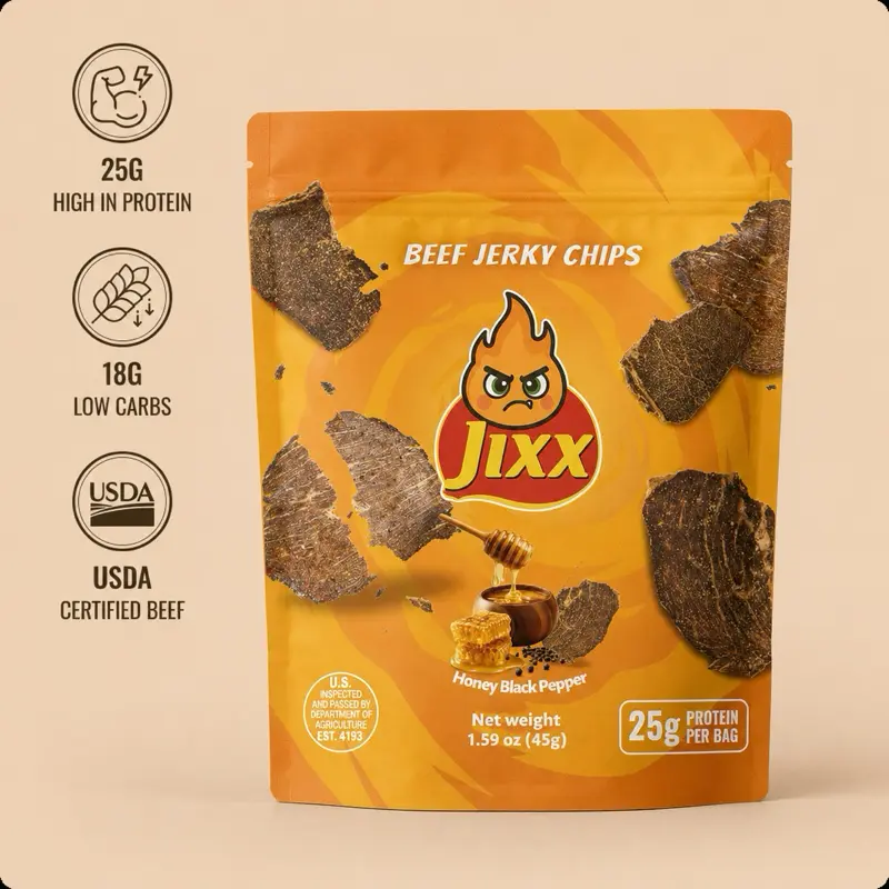 HONEY & PEPPER ~ Jixx Ultra Crispy Beef Jerky Chips 1.59oz