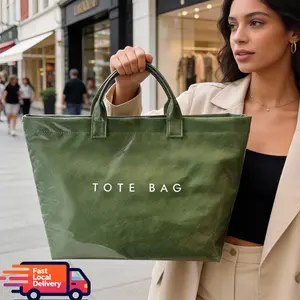 Women's PVC Tote Bags with Letter Print, Waterproof, Large Capacity for Work, Shopping, Local Delivery