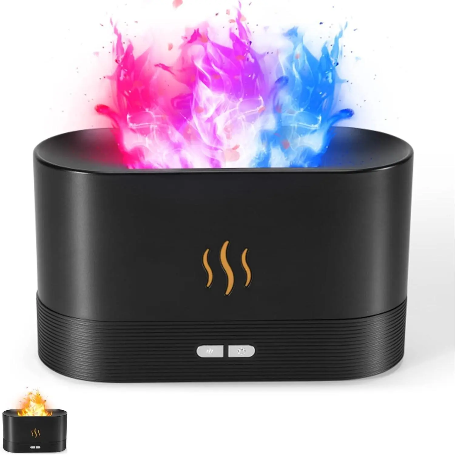 180mL PP Plastic Essential Oil Color Changing Flame Diffuser Humidifier - 7 LED Lights, Silent, Retro Look, Auto Shut-Off, Left Button On/Off, 4.5W, Button Electroplating Process, 171x75x101mm, Indoor Use, Gym Use, Sleep Aid, Gift Idea