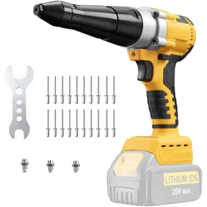 GJANSH Cordless Rivet Gun Compatible with Dewalt 20V Battery, Electric Rivet Gun Kit, Brushless Blind Riveter Tool Kit for 1/8", 5/32", 3/16" Rivets (Tool Only, No Battery),fathersdaygift fathersdaygift