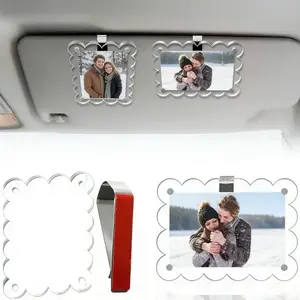 2 Packs Magnetic Wave Photo Frame for Car, Clear Acrylic Dashboard Picture Holder 6x9, Clip Design, Photo Frame for Family & Friends & Couple Memory Photos Display, Car Decorative