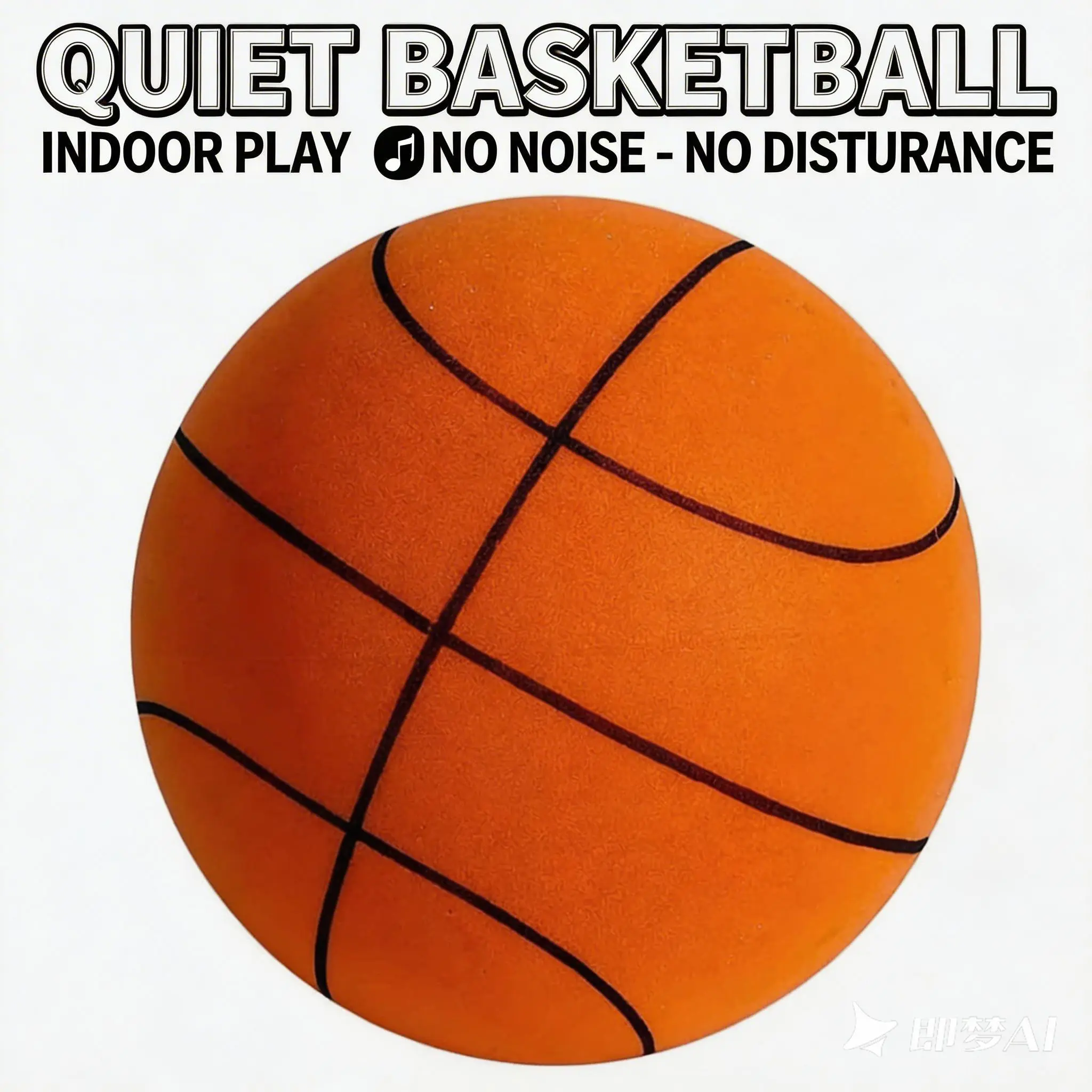 Silent Basketball Size 7 (29.5") - Grooved Airless Indoor Basketball, Highly Elastic Quiet Foam Ball, No Noise Training Ball for Home, Apartment, Dorm, Quiet Basketball