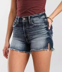 James High Rise Distressed Boyfriend Jean Shorts - Relaxed Fit, Cuffed Trim, Front Fly Zipper & Button Closures, Not Lined