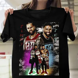 Jimmy and Jey Uso Inspired Black Tee – Pro Wrestling Duo Casual Wear