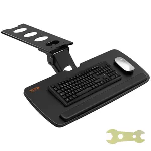 VEVOR Keyboard Tray under Desk Adjustable Height, TikTokShopBlackFriday, Height and Angle Adjustable under Desk Keyboard Tray Slide out, Large 25x9.8 inch Keyboard Holder under Desk for Typing in Home, Office Work