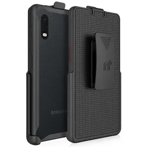 Holster for Galaxy XCover Pro, Nakedcellphone Black [Rotating/Ratchet] Belt Clip Holder Case [with Kickstand] for Samsung Galaxy XCover Pro (SM-G715)