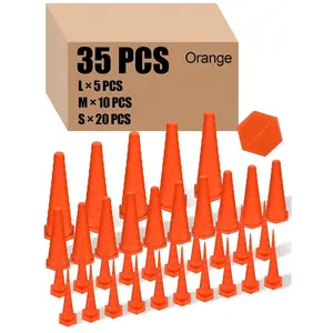 Hydraulic Oil Service Plugs Large Medium Small Sizes Multi Pack Rubber Drip Proof Hose Plugs Industrial Hydraulic Kit for Irrigation, 3 Sizes(35 Pcs,Orange)