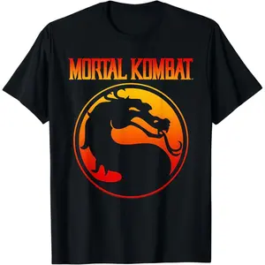 Vinyl Oversized Mortal Kombat Klassic Dragon Gradient Logo Video Game Graphic T-Shirt Streetwear Holiday Wear y2k cotton fashion Streetwear Lover Gift Top Trending