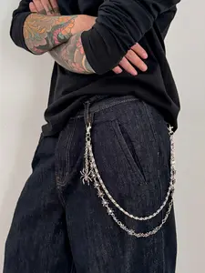 Boho Vintage Spider-Man Pendant U-Shaped Pants Chain, Fashion Casual Daily Party Men's Versatile Jewelry Gift, Unique Design