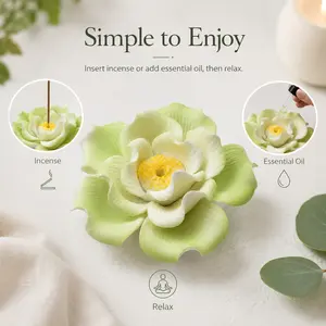 Lotus Ceramic Incense Holder herbal diffuser sticks , Flower Aroma Stone Diffuser for Essential Oils, Decorative Incense Stick Burner for Bedroom Bathroom Meditation Home Decor Gift