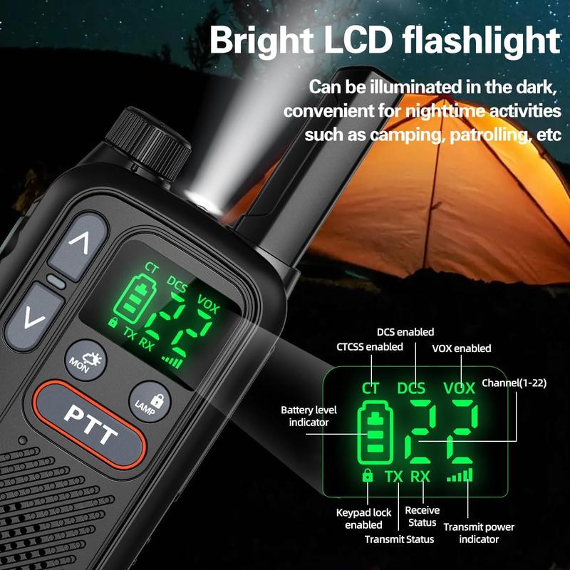 4PCS BAOFENG USB Rechargeable Long Range Mini Walkie Talkie Type-C Charging Upgrade 888s Lightweight with Earpieces VOX LCD Display Flashlight NOAA Weather Receive Handheld Two Way Radio for Kids Adults Family Outdoor Sports Camping Hiking