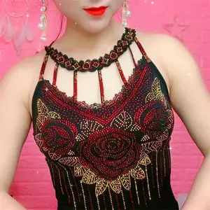 Summer Diamond Vest Rose Top Coat Internet Celebrity Backless Basic Shirt Fashion Women's T-shirt Lace Top