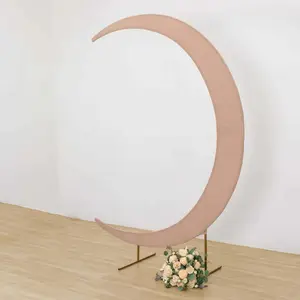 7.5ft Nude Spandex Crescent Moon Wedding Arch Cover, Custom-Fitted Chiara Backdrop Stand Cover for Festive Party Home Decor