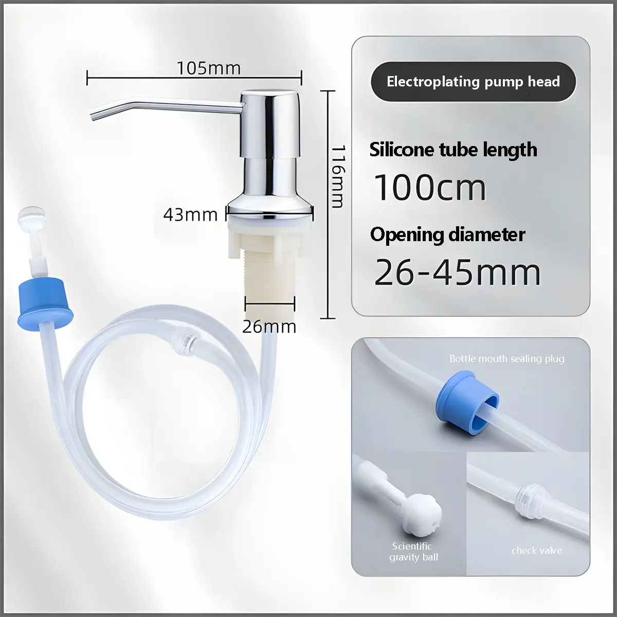 Soap Dispenser for Kitchen Sink Brushed Nickel Stainless Steel Countertop Dish Soap Dispenser Pump with 47'' Extension Tube Kit