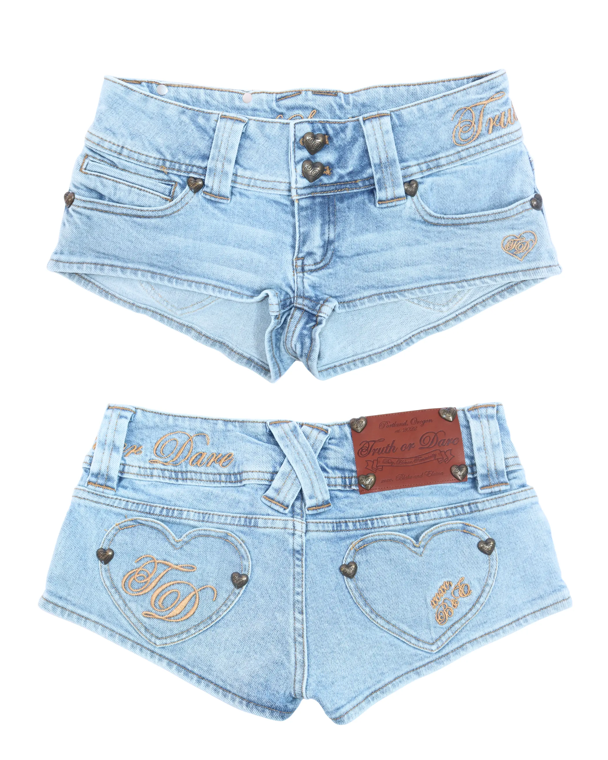 Sweetheart Low-Rise Micro Shorts - Light Wash