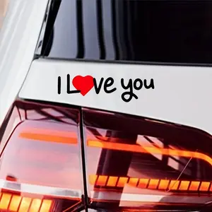 1pc I Love You Letter & Heart Sticker, Removable Self-Adhesive Decal for Windows, Walls, Doors, Pet Film for Glass, Home Decor