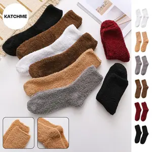 KatchMe Women’s Cozy Fluffy Coral Fleece Mid-Calf Socks, Winter Thick Warm Fuzzy Socks, Plush Soft Slipper Socks