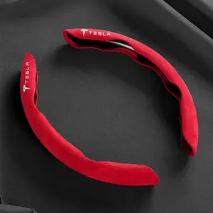 Tesla Model 3/Y/X/S Suede Steering Wheel Cover Breathable D-Shape Grip for Enhanced Comfort and Style