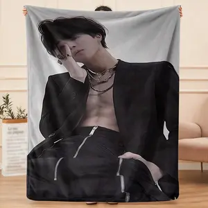 Jimin  flannel blanket, exclusive gift for home, office, camping travel, personalized pattern design, modern style, soft texture