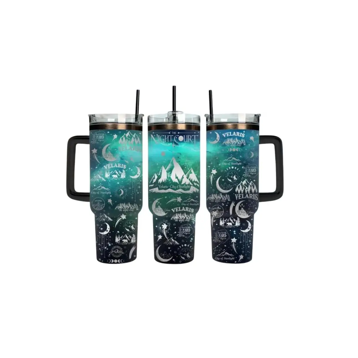 Velaris Night Court 40oz Tumbler with Handle, ACOTAR Inspired Drinkware, City of Starlight Mug, Fantasy Bookish Gift