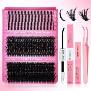 RITALASH 350PCS Spike+60D+80D D Curl Various Styles 10-18mm Mixed Length Soft and Comfortable False Eyelashes Long-Lasting Eyelash Kit with Lash Adhesive & Sealer Eyelash Remover and Tweezers Eyelash at Home for Daily Life, Dates, and Party