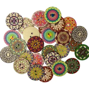 30-Pack 2 inch (50mm) Large Wooden Craft Buttons Mixed , for Sewing, DIY Crafts (2 Inch) (B)