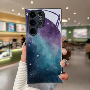 Phone Case - A Whimsical Watercolor Nebula Twirling Among Stars, Encased in a Black Tempered Glass Shell Designed for Samsung Galaxy S26 S25 S24 S23 S22Pro S21 S20 Fe Plus Ultra Pro A56 A55 A54 A53 A52 A51 A36 A35 A34 A32 A26 A25 A24 A23 A16 A15 A14 A06