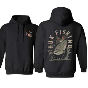 HUK Fishing Hoodie Bass Fish Graphic Sweatshirt | Outdoor Angler Apparel |Warm Comfortable Gift for Fishermen rig football graphic hoodie design top cotton dad dad gifts Polyester  clothing  brand ccmfr Womenswear Fitness Black Flat Printe Casual Camo