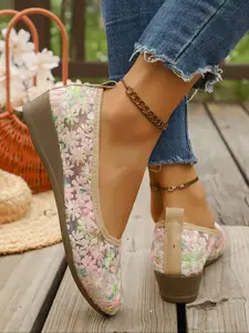 Women's Elegant Lace Pattern Mesh Flat Shoes, Fashion Pointed Toe Lightweight Summer Rubber Flats, Casual Comfortable Daily Wear Breathable Flats