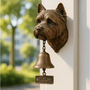 Witch Bell Dog Doorbell for Home Garden Resin Figurine Craft French Bulldog Decor Pet Training Potty Bell Outdoor Indoor Decoration
