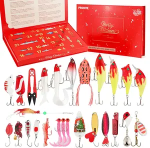 Fishing Advent Calendar 2025-24 Days Christmas Countdown Calendar with Fishing Tackle Lures, Bass & Trout Fishing Gear Gift Set for Men/Teens/Boys (31pcs)