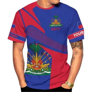 2025 Haiti National Emblem Pattern T-Shirt For Men Haitian Flag 3D Printed Tees Summer Casual Loose T Shirts O-Neck Top Short Sleeves