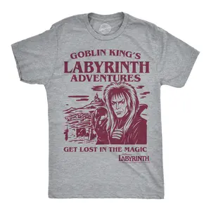 Mens Funny T Shirts The Goblin Kings Labyrinth Adventures Jim Henson's Movie Tee For Men Mens Funny T Shirts Cool Vintage Fashion T-Shirt Gift Classic Menswear Funny Movie Short Sleeve Novelty Tees for Guys Light Grey