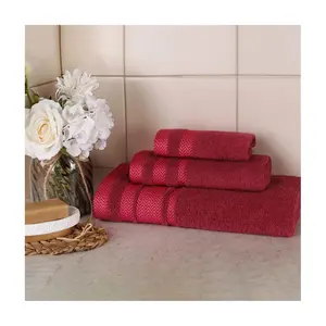 Superior 3pc Zero Twist Cotton Dobby Border Soft Towel Set