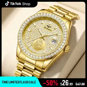 Luxury business quartz watches for ladies and gentlemen, featuring solid stainless steel straps, a calendar function, and water resistance. With a minimalist design