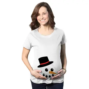 Maternity Snowman Face Announcement Pregnancy Funny Christmas Pregnancy T shirt Funny Graphic Maternity Tee Cute Pregnancy Tees With Plus Sizes Pregnant Christmas Maternity Wear Maternity Shirts White